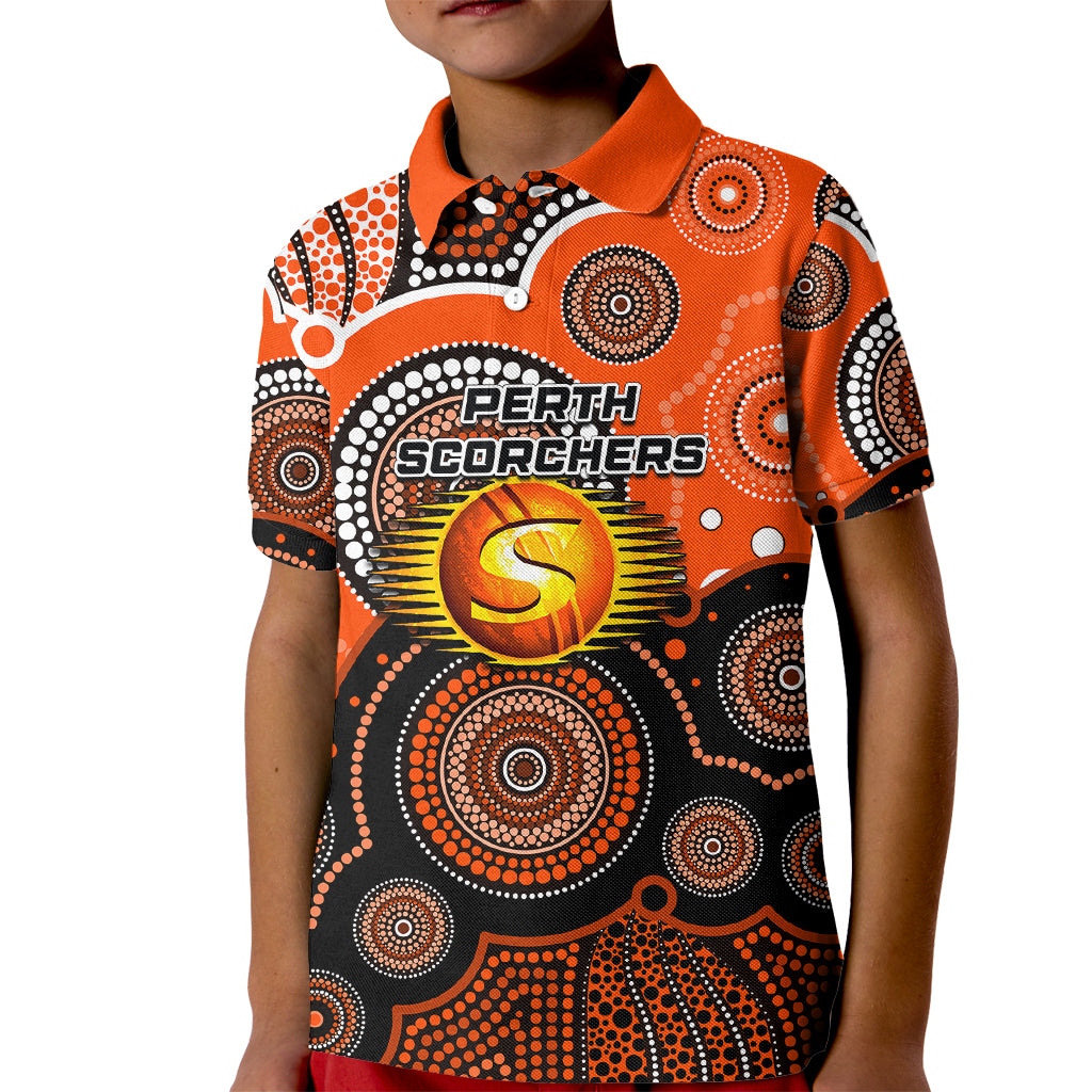 custom-text-and-number-perth-scorchers-bbl-kid-polo-shirt-aboriginal-patterns