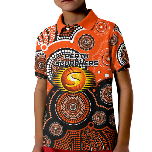custom-text-and-number-perth-scorchers-bbl-kid-polo-shirt-aboriginal-patterns