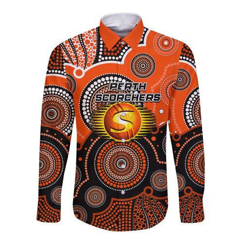 custom-text-and-number-perth-scorchers-bbl-long-sleeve-button-shirt-aboriginal-patterns