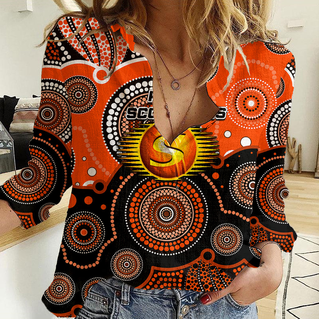 custom-text-and-number-perth-scorchers-bbl-women-casual-shirt-aboriginal-patterns