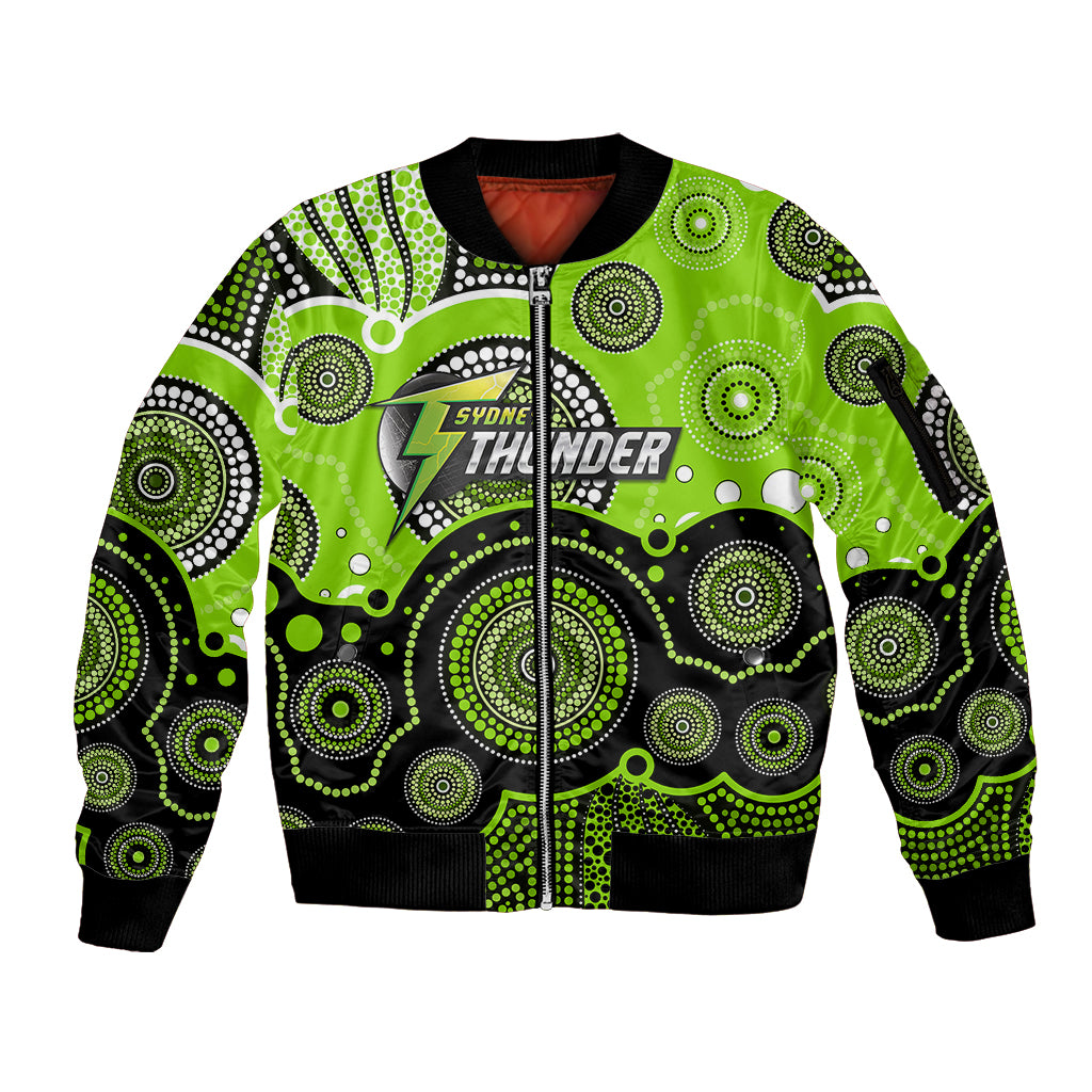 custom-text-and-number-thunders-bbl-sleeve-zip-bomber-jacket-aboriginal-patterns