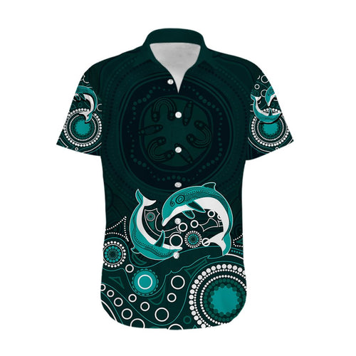 australia-aboriginal-hawaiian-shirt-dolphin-green