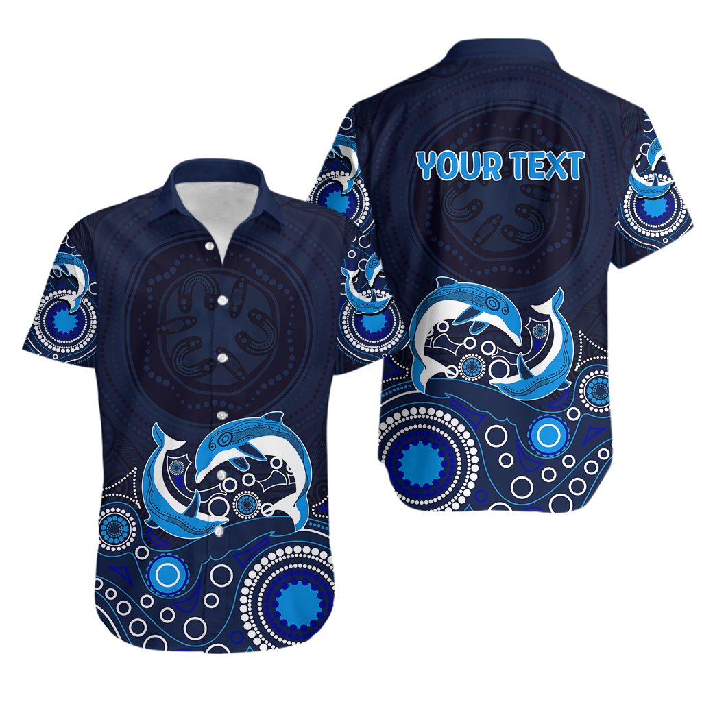 australia-aboriginal-hawaiian-shirt-dolphin-dark-blue