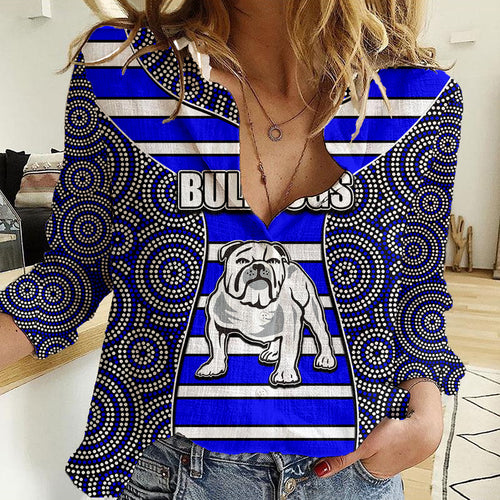 nrl-bulldogs-women-casual-shirt-mix-dot-aboriginal