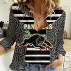 nrl-panthers-women-casual-shirt-mix-dot-aboriginal-black-version