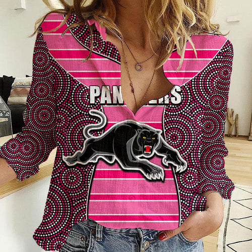 nrl-panthers-women-casual-shirt-mix-dot-aboriginal-pink-version