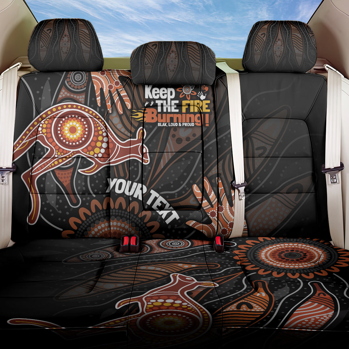 NAIDOC Week 2024 Personalised Back Car Seat Cover Aboriginal Hand Stencils