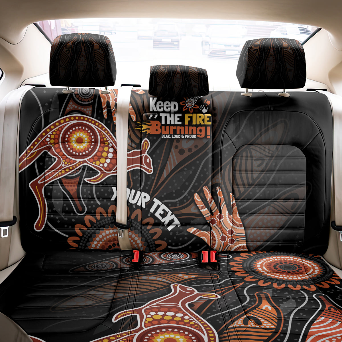NAIDOC Week 2024 Personalised Back Car Seat Cover Aboriginal Hand Stencils