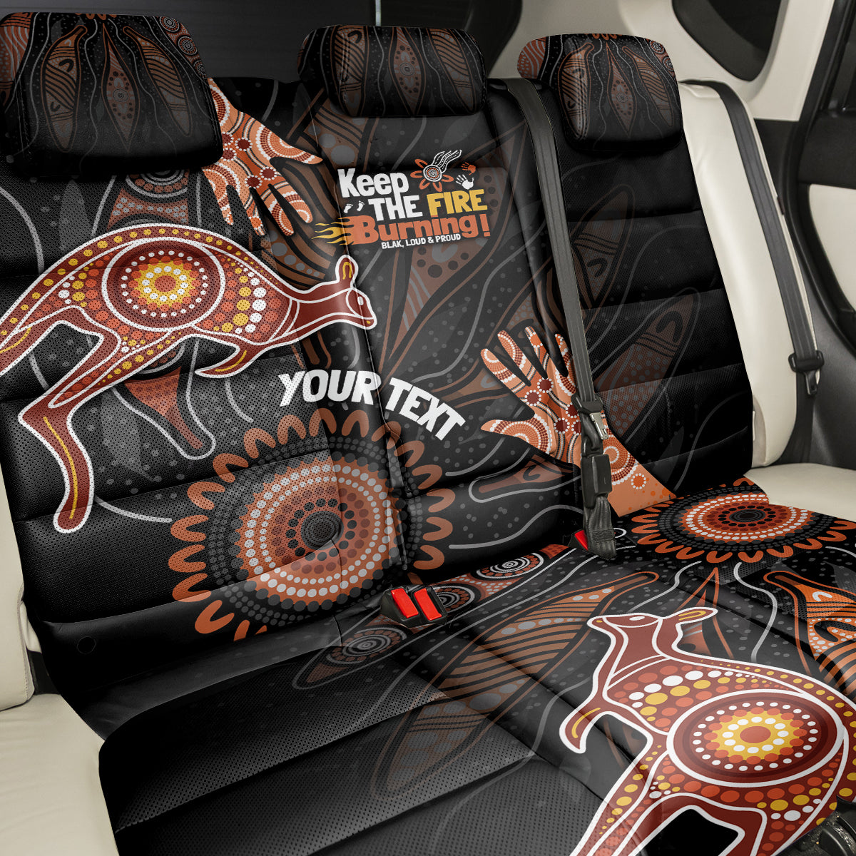 NAIDOC Week 2024 Personalised Back Car Seat Cover Aboriginal Hand Stencils