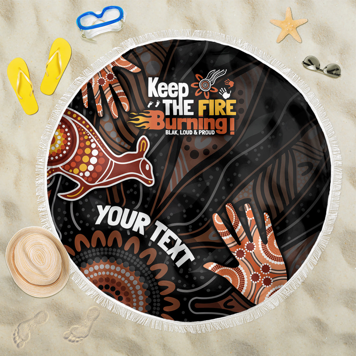 NAIDOC Week 2024 Personalised Beach Blanket Aboriginal Hand Stencils
