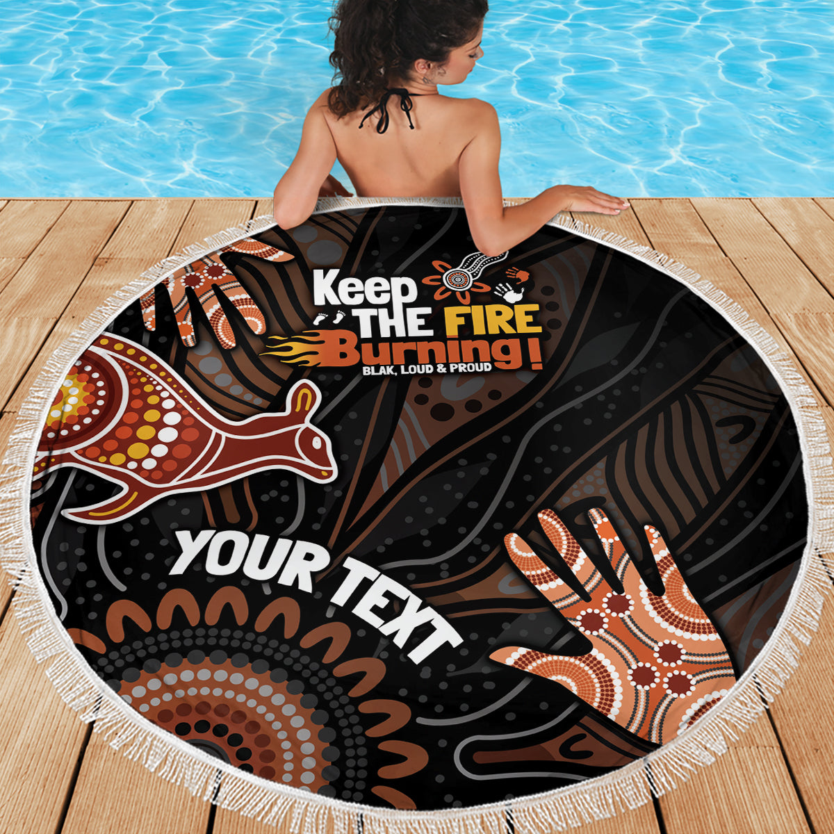 NAIDOC Week 2024 Personalised Beach Blanket Aboriginal Hand Stencils