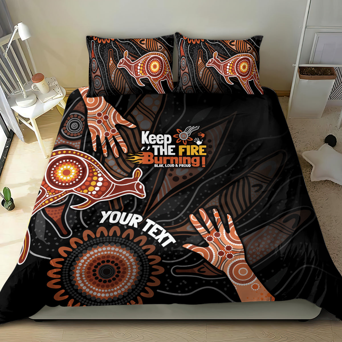 NAIDOC Week 2024 Personalised Bedding Set Aboriginal Hand Stencils