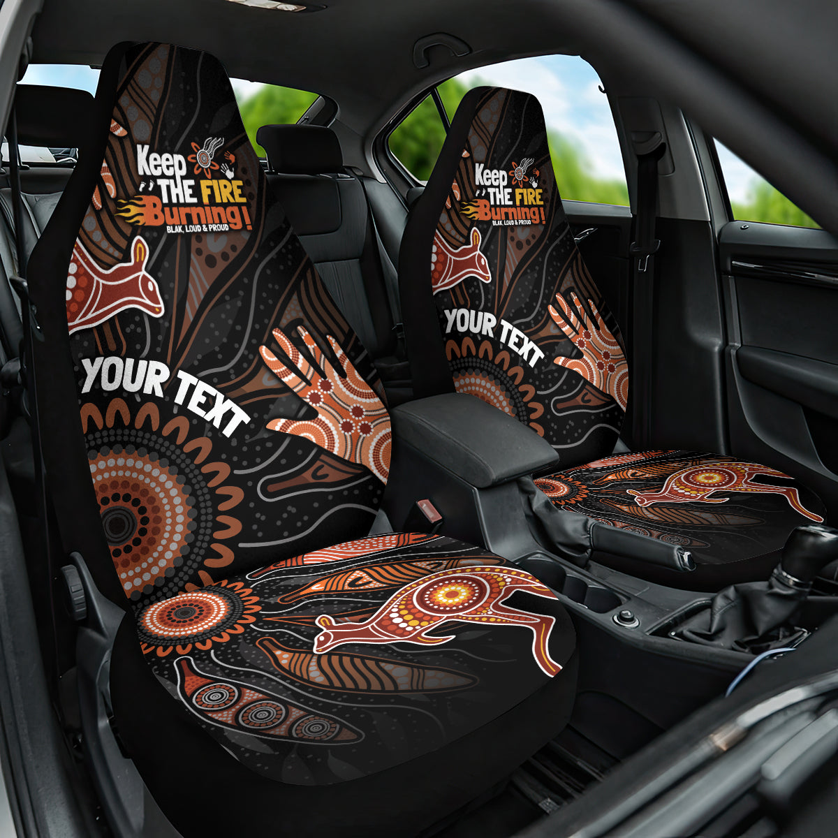NAIDOC Week 2024 Personalised Car Seat Cover Aboriginal Hand Stencils