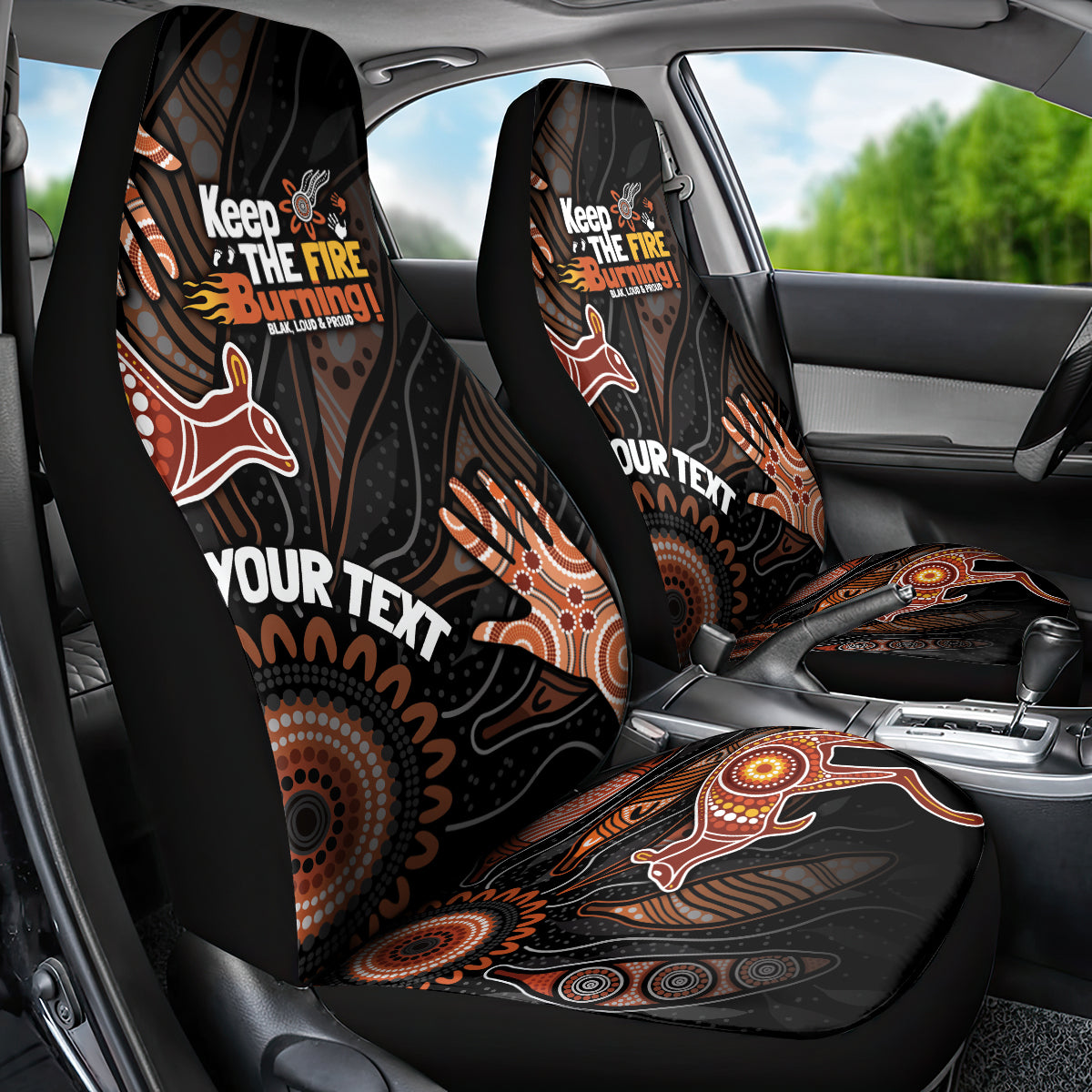 NAIDOC Week 2024 Personalised Car Seat Cover Aboriginal Hand Stencils