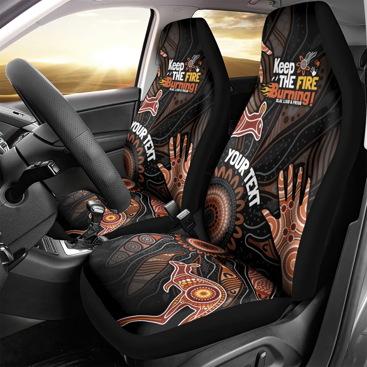 NAIDOC Week 2024 Personalised Car Seat Cover Aboriginal Hand Stencils
