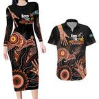 NAIDOC Week 2024 Personalised Couples Matching Long Sleeve Bodycon Dress and Hawaiian Shirt Aboriginal Hand Stencils