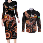 NAIDOC Week 2024 Personalised Couples Matching Long Sleeve Bodycon Dress and Long Sleeve Button Shirt Aboriginal Hand Stencils