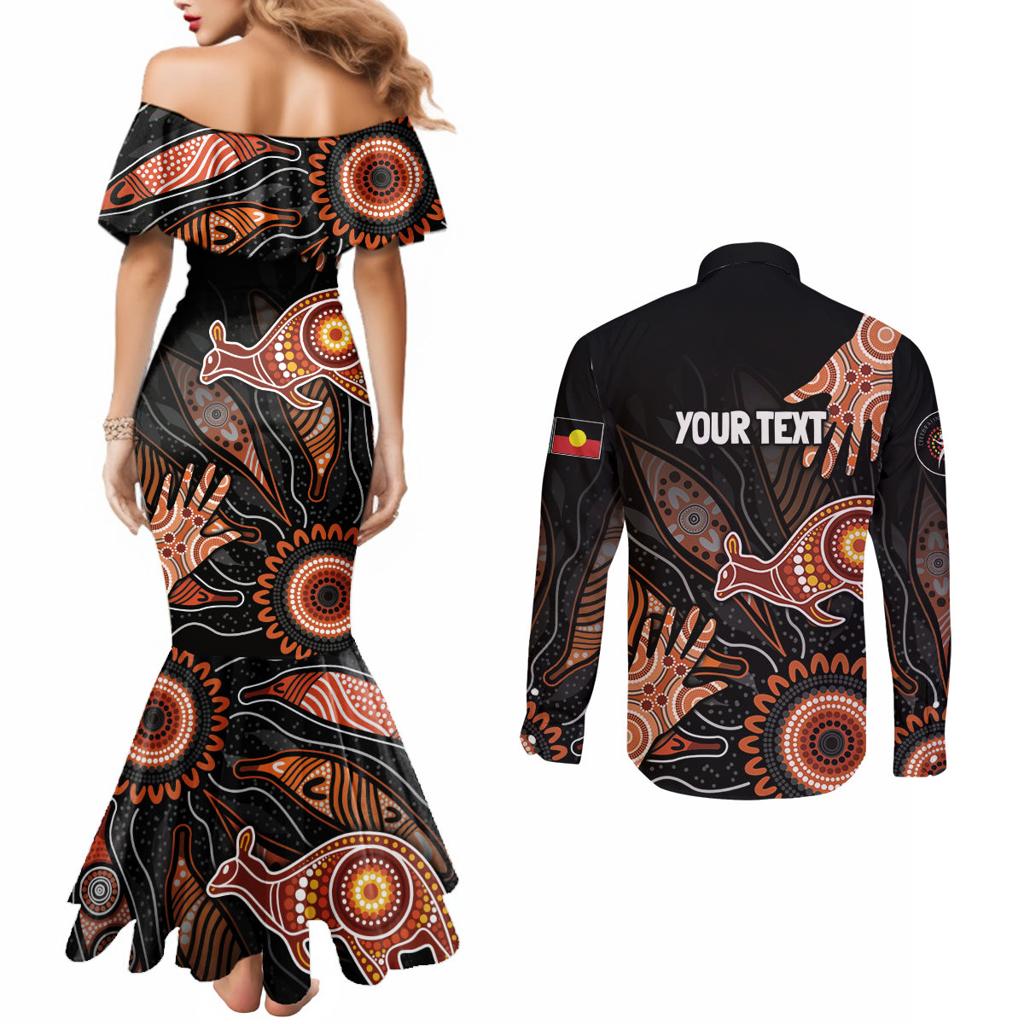 NAIDOC Week 2024 Personalised Couples Matching Mermaid Dress and Long Sleeve Button Shirt Aboriginal Hand Stencils