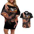 NAIDOC Week 2024 Personalised Couples Matching Off Shoulder Short Dress and Hawaiian Shirt Aboriginal Hand Stencils