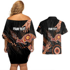 NAIDOC Week 2024 Personalised Couples Matching Off Shoulder Short Dress and Hawaiian Shirt Aboriginal Hand Stencils