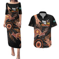NAIDOC Week 2024 Personalised Couples Matching Puletasi and Hawaiian Shirt Aboriginal Hand Stencils