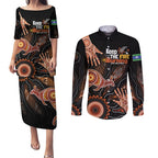 NAIDOC Week 2024 Personalised Couples Matching Puletasi and Long Sleeve Button Shirt Aboriginal Hand Stencils