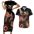 NAIDOC Week 2024 Personalised Couples Matching Short Sleeve Bodycon Dress and Hawaiian Shirt Aboriginal Hand Stencils