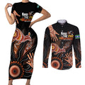 NAIDOC Week 2024 Personalised Couples Matching Short Sleeve Bodycon Dress and Long Sleeve Button Shirt Aboriginal Hand Stencils