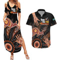 NAIDOC Week 2024 Personalised Couples Matching Summer Maxi Dress and Hawaiian Shirt Aboriginal Hand Stencils