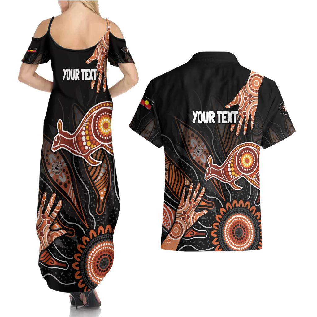 NAIDOC Week 2024 Personalised Couples Matching Summer Maxi Dress and Hawaiian Shirt Aboriginal Hand Stencils