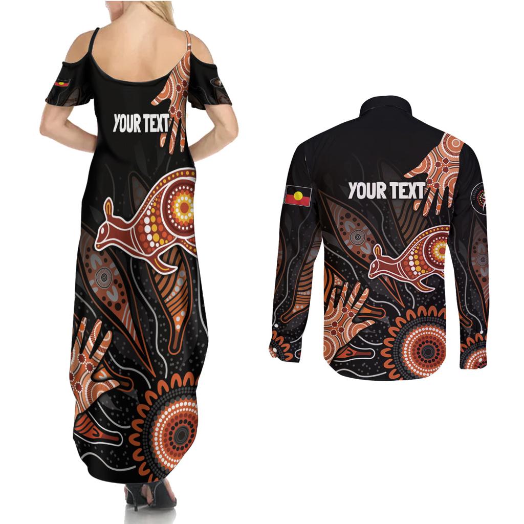 NAIDOC Week 2024 Personalised Couples Matching Summer Maxi Dress and Long Sleeve Button Shirt Aboriginal Hand Stencils