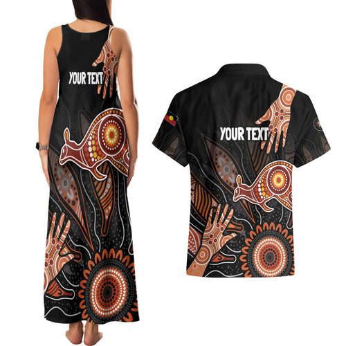 NAIDOC Week 2024 Personalised Couples Matching Tank Maxi Dress and Hawaiian Shirt Aboriginal Hand Stencils