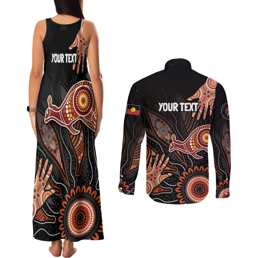 NAIDOC Week 2024 Personalised Couples Matching Tank Maxi Dress and Long Sleeve Button Shirt Aboriginal Hand Stencils