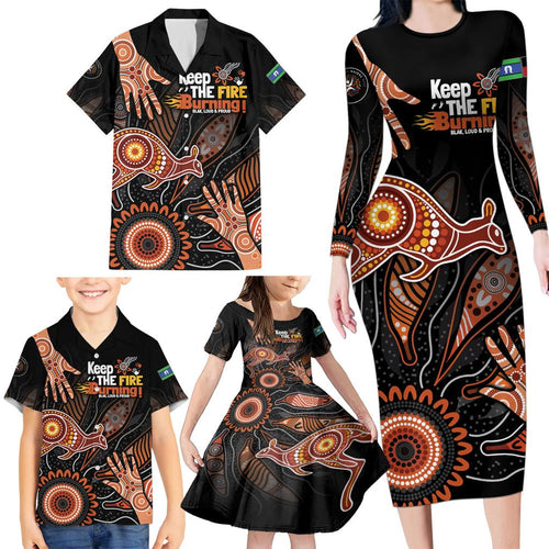 NAIDOC Week 2024 Personalised Family Matching Long Sleeve Bodycon Dress and Hawaiian Shirt Aboriginal Hand Stencils