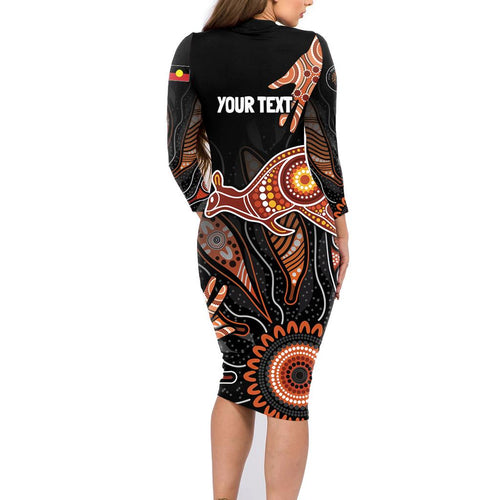 NAIDOC Week 2024 Personalised Family Matching Long Sleeve Bodycon Dress and Hawaiian Shirt Aboriginal Hand Stencils