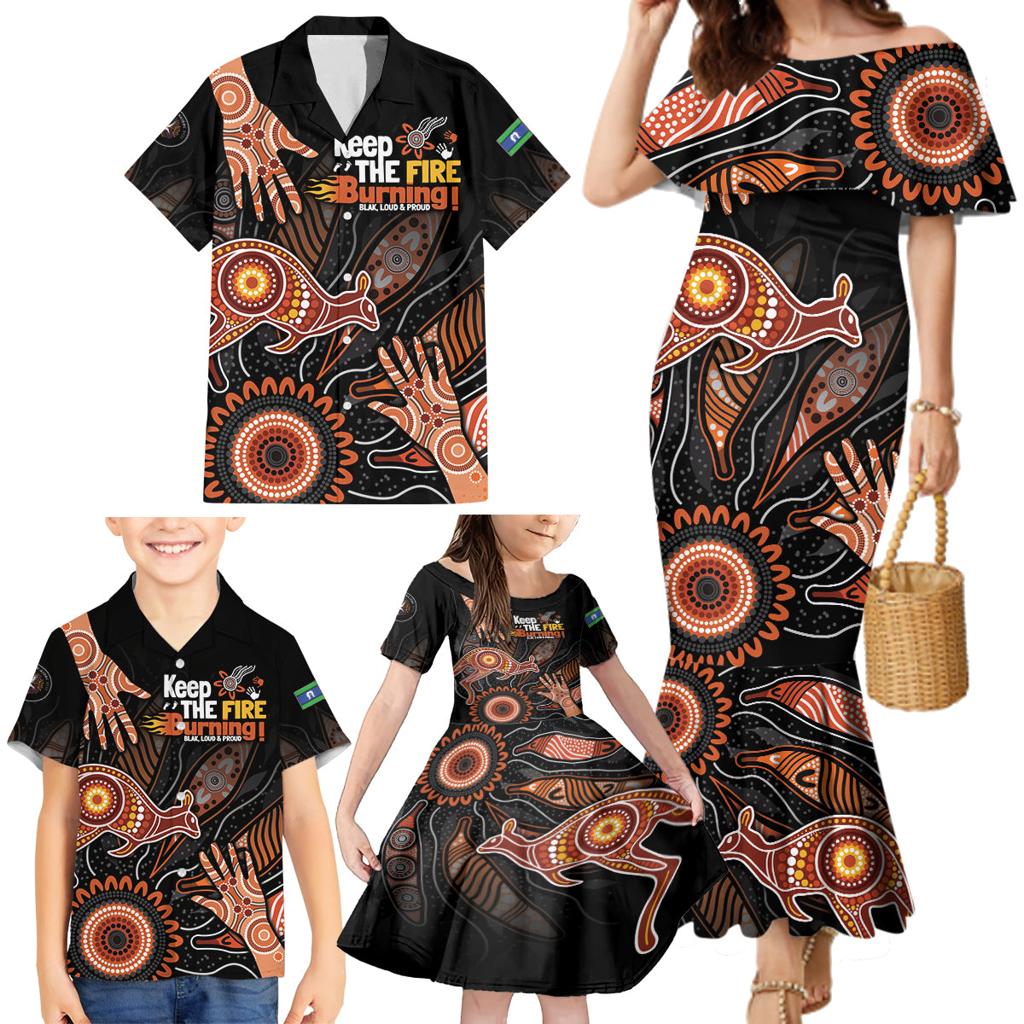 NAIDOC Week 2024 Personalised Family Matching Mermaid Dress and Hawaiian Shirt Aboriginal Hand Stencils