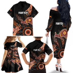 NAIDOC Week 2024 Personalised Family Matching Off The Shoulder Long Sleeve Dress and Hawaiian Shirt Aboriginal Hand Stencils