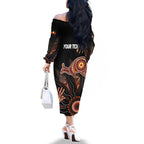 NAIDOC Week 2024 Personalised Family Matching Off The Shoulder Long Sleeve Dress and Hawaiian Shirt Aboriginal Hand Stencils