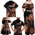 NAIDOC Week 2024 Personalised Family Matching Off Shoulder Maxi Dress and Hawaiian Shirt Aboriginal Hand Stencils