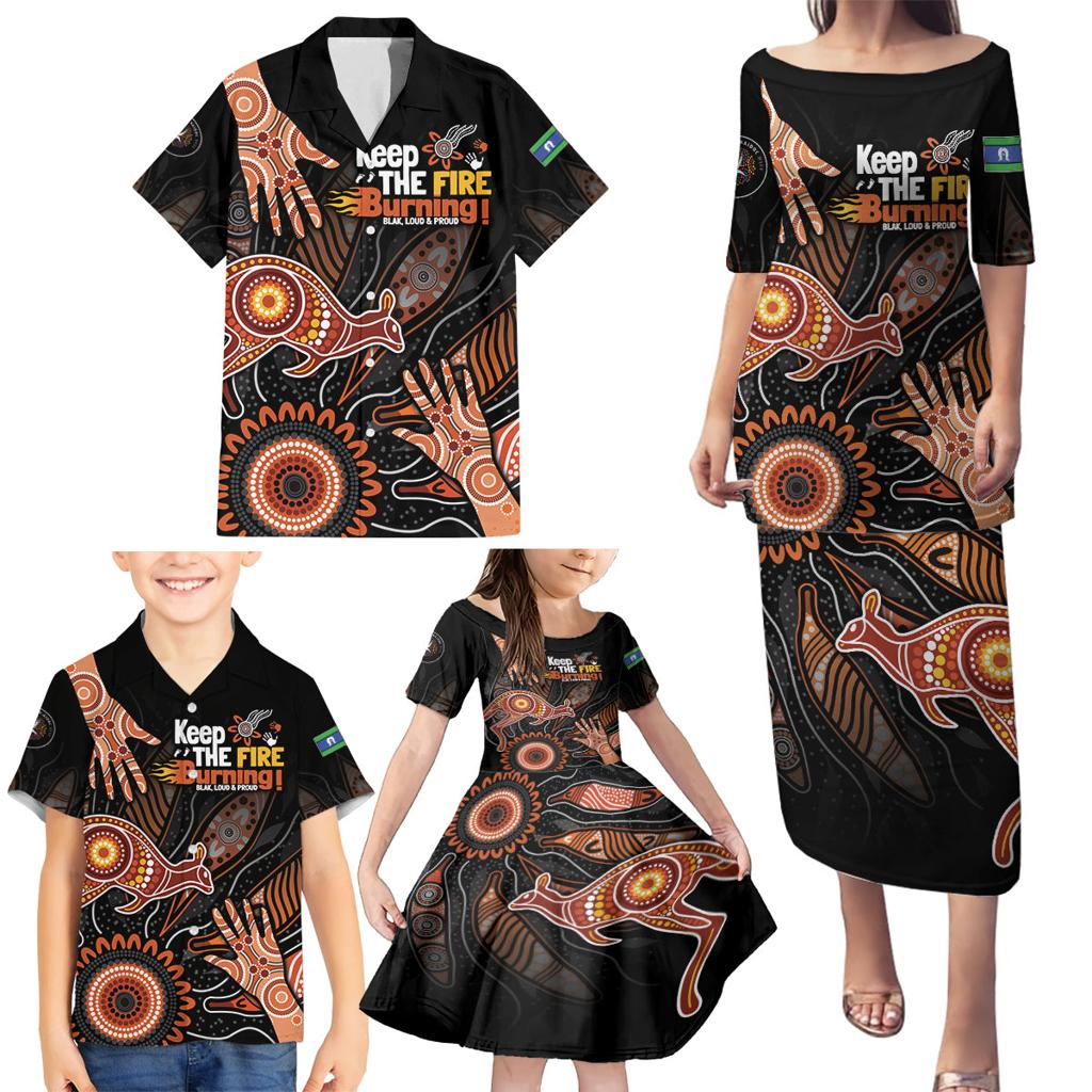 NAIDOC Week 2024 Personalised Family Matching Puletasi and Hawaiian Shirt Aboriginal Hand Stencils