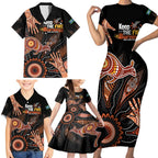 NAIDOC Week 2024 Personalised Family Matching Short Sleeve Bodycon Dress and Hawaiian Shirt Aboriginal Hand Stencils