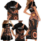 NAIDOC Week 2024 Personalised Family Matching Short Sleeve Bodycon Dress and Hawaiian Shirt Aboriginal Hand Stencils