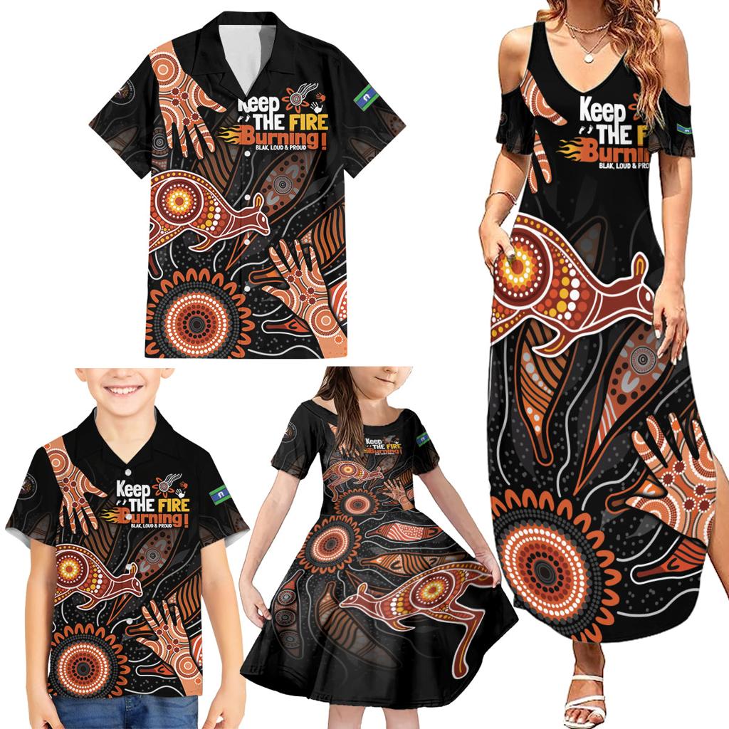 NAIDOC Week 2024 Personalised Family Matching Summer Maxi Dress and Hawaiian Shirt Aboriginal Hand Stencils