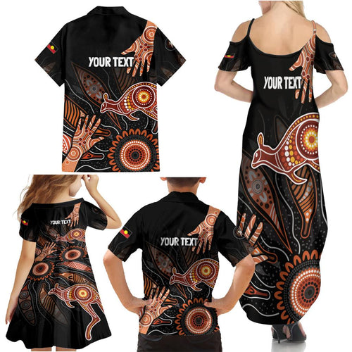 NAIDOC Week 2024 Personalised Family Matching Summer Maxi Dress and Hawaiian Shirt Aboriginal Hand Stencils