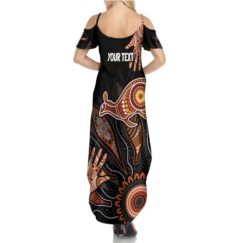 NAIDOC Week 2024 Personalised Family Matching Summer Maxi Dress and Hawaiian Shirt Aboriginal Hand Stencils