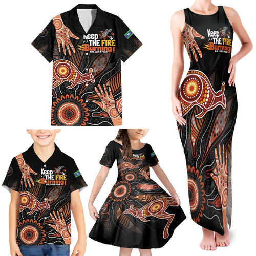NAIDOC Week 2024 Personalised Family Matching Tank Maxi Dress and Hawaiian Shirt Aboriginal Hand Stencils