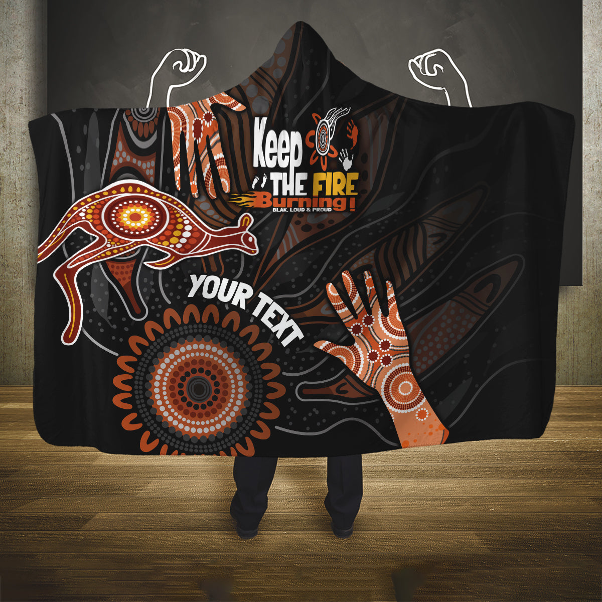 NAIDOC Week 2024 Personalised Hooded Blanket Aboriginal Hand Stencils