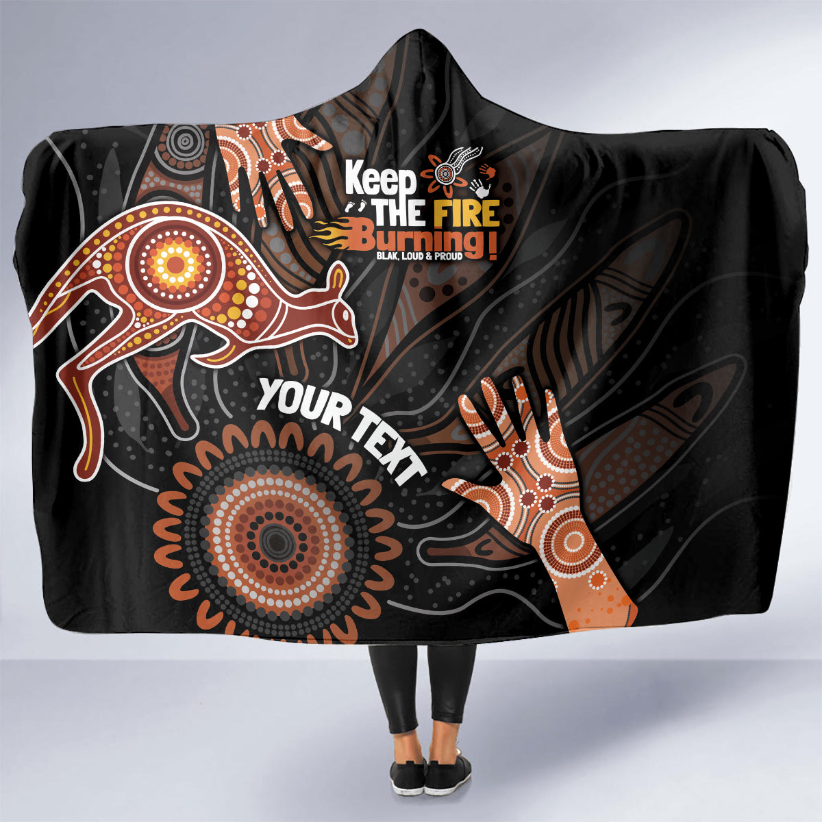 NAIDOC Week 2024 Personalised Hooded Blanket Aboriginal Hand Stencils