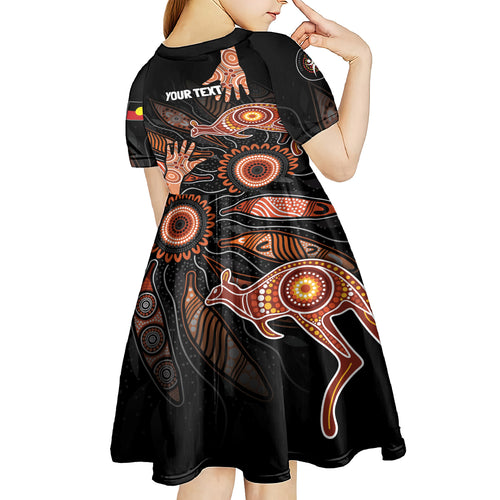NAIDOC Week 2024 Personalised Kid Short Sleeve Dress Aboriginal Hand Stencils