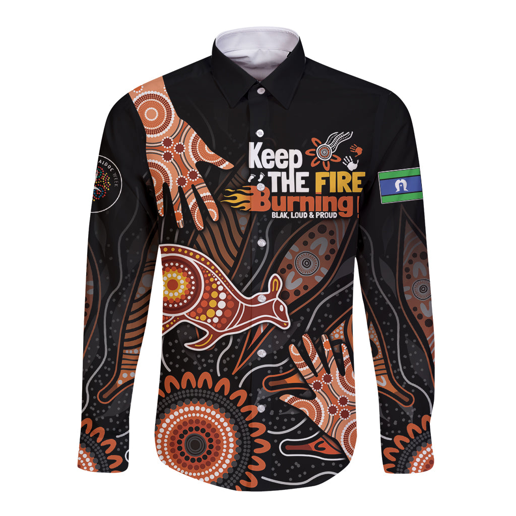 NAIDOC Week 2024 Personalised Long Sleeve Button Shirt Aboriginal Hand Stencils